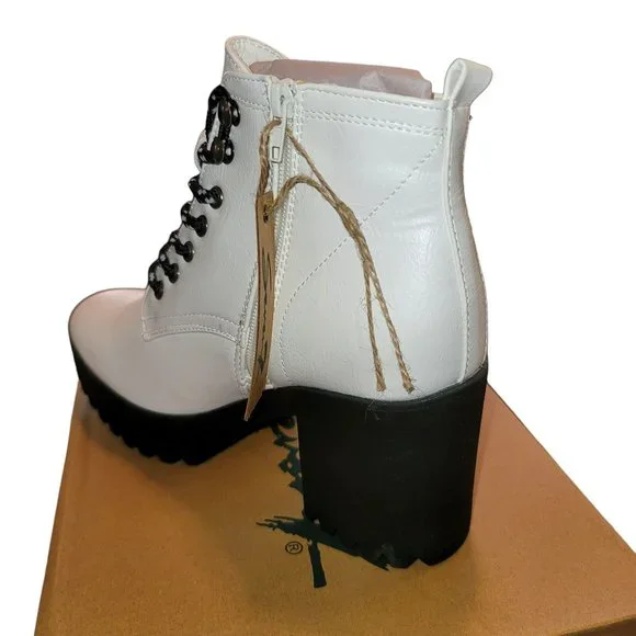Seven7 Flatiron Off-White Ankle Boot Platform Lace-up Womans Size 9 JJ3342 - Picture 6 of 11